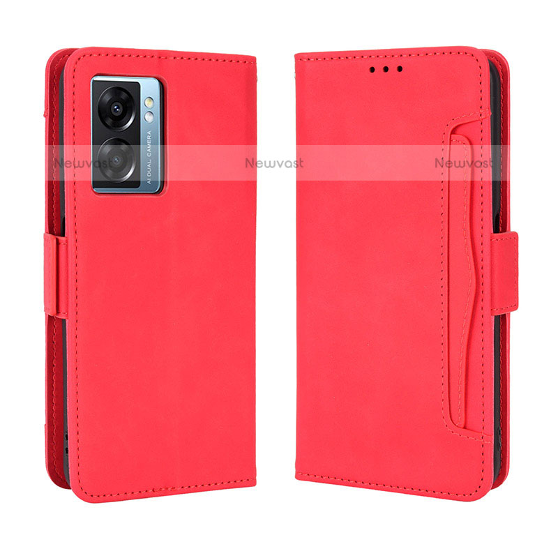 Leather Case Stands Flip Cover Holder BY3 for OnePlus Nord N300 5G Red