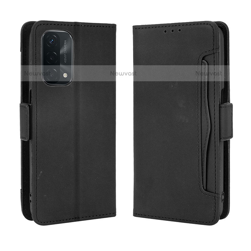 Leather Case Stands Flip Cover Holder BY3 for Oppo A93 5G Black