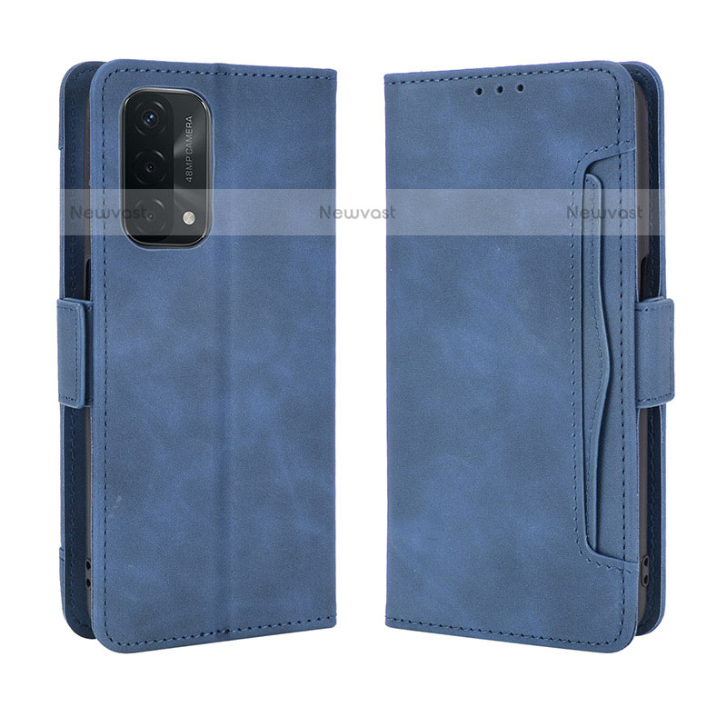 Leather Case Stands Flip Cover Holder BY3 for Oppo A93 5G Blue