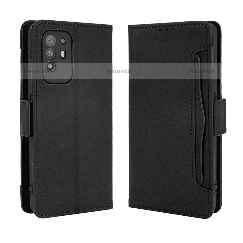 Leather Case Stands Flip Cover Holder BY3 for Oppo F19 Pro+ Plus 5G Black