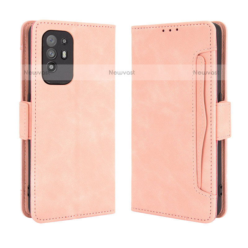 Leather Case Stands Flip Cover Holder BY3 for Oppo F19 Pro+ Plus 5G Pink