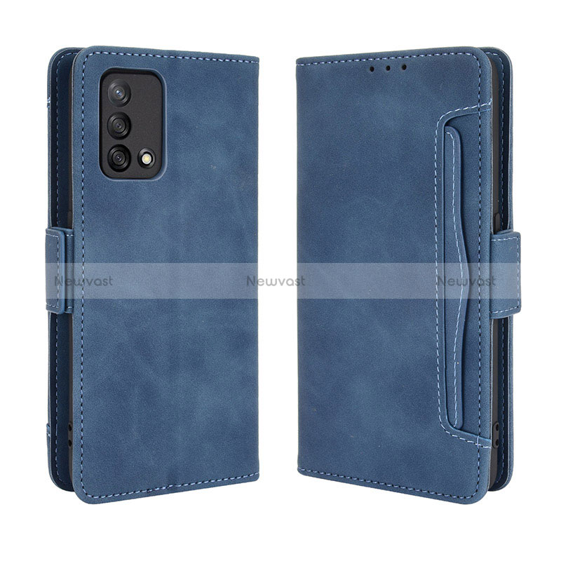 Leather Case Stands Flip Cover Holder BY3 for Oppo F19s Blue