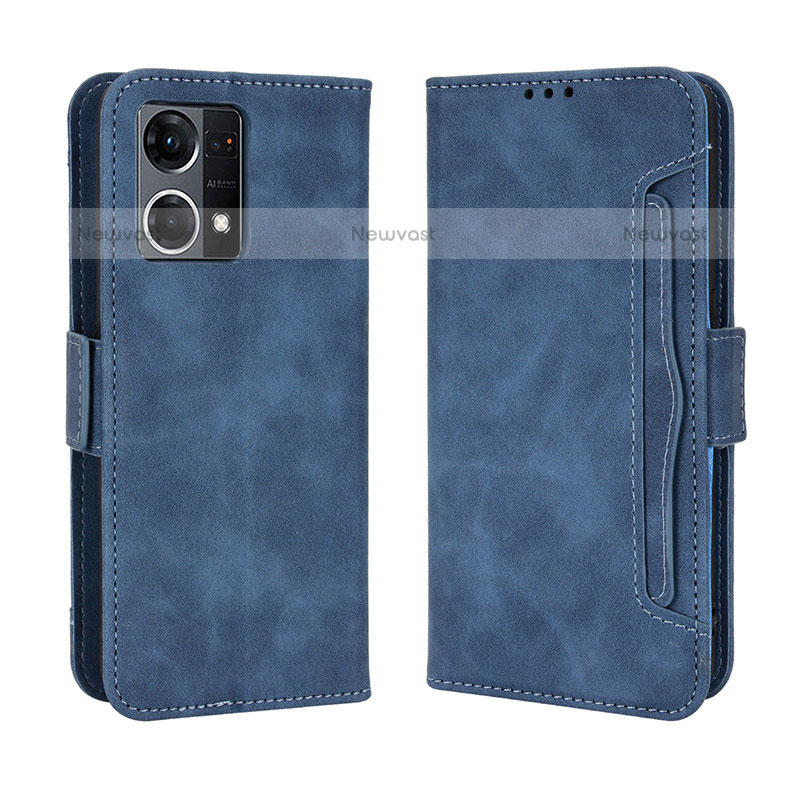 Leather Case Stands Flip Cover Holder BY3 for Oppo F21 Pro 4G Blue