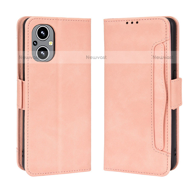 Leather Case Stands Flip Cover Holder BY3 for Oppo F21 Pro 5G Pink