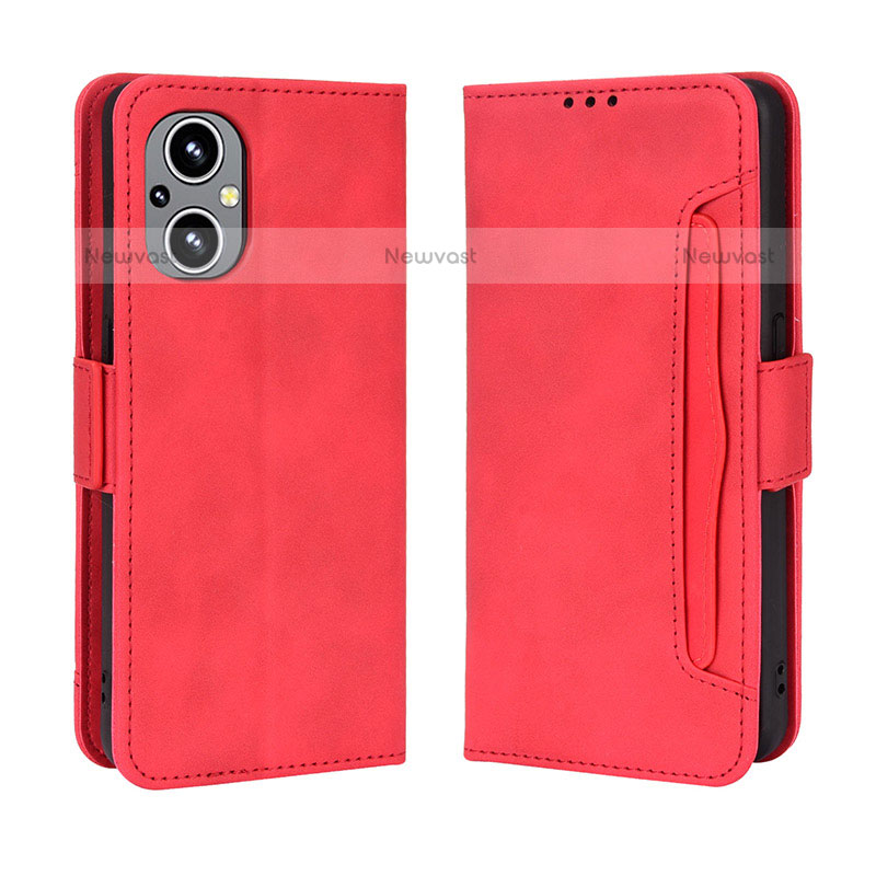 Leather Case Stands Flip Cover Holder BY3 for Oppo F21 Pro 5G Red