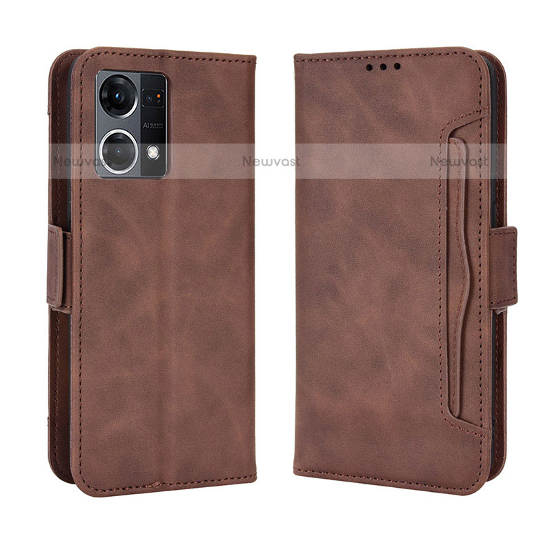 Leather Case Stands Flip Cover Holder BY3 for Oppo F21s Pro 4G Brown