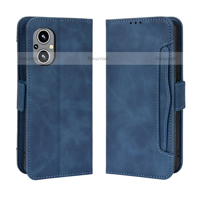 Leather Case Stands Flip Cover Holder BY3 for Oppo F21s Pro 5G Blue