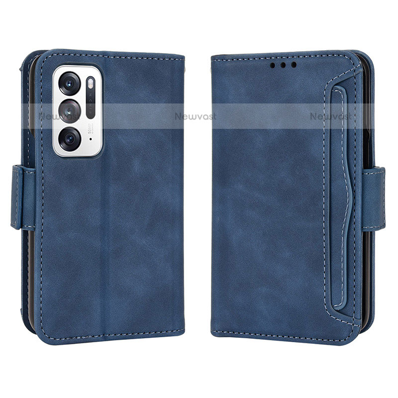 Leather Case Stands Flip Cover Holder BY3 for Oppo Find N 5G Blue