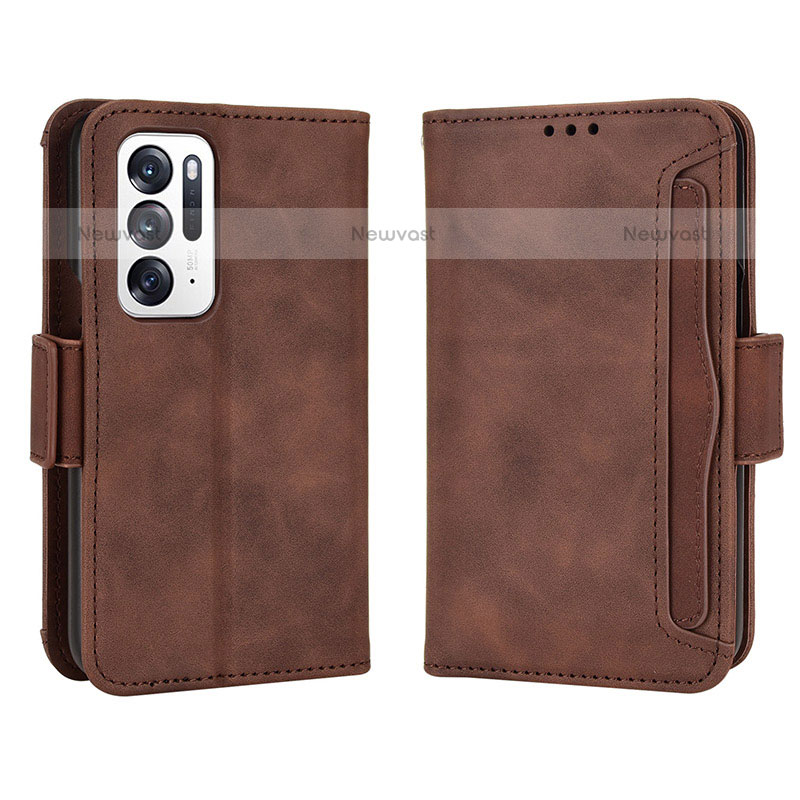 Leather Case Stands Flip Cover Holder BY3 for Oppo Find N 5G Brown