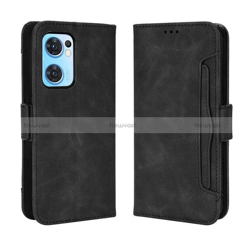 Leather Case Stands Flip Cover Holder BY3 for Oppo Find X5 Lite 5G Black