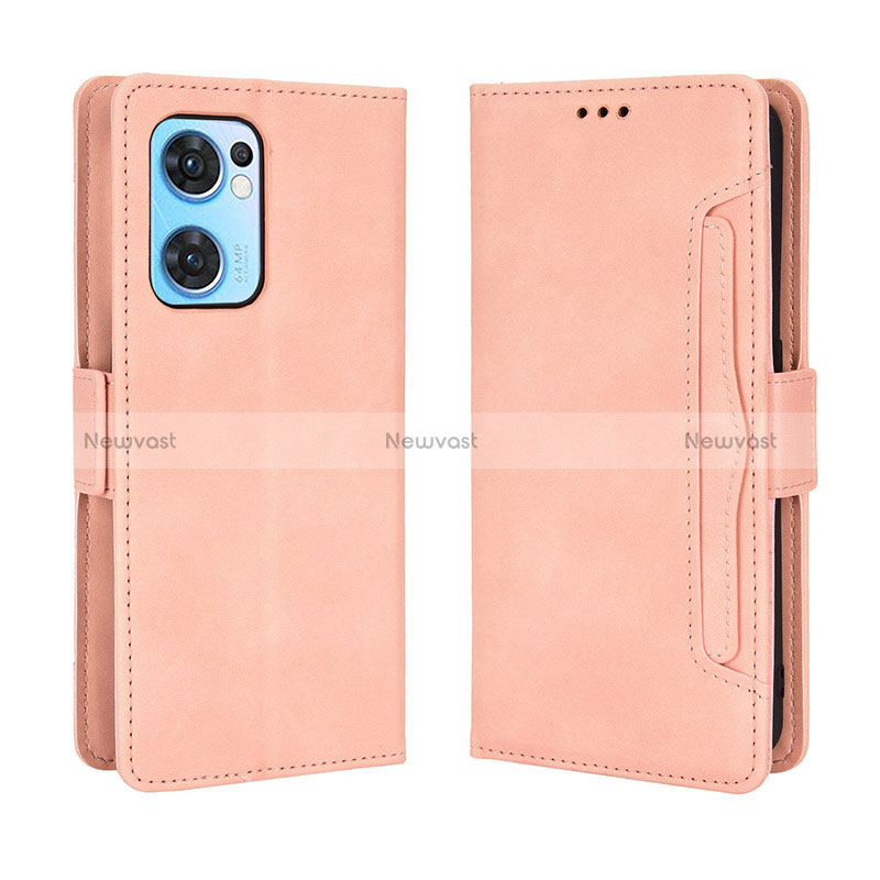 Leather Case Stands Flip Cover Holder BY3 for Oppo Find X5 Lite 5G Pink