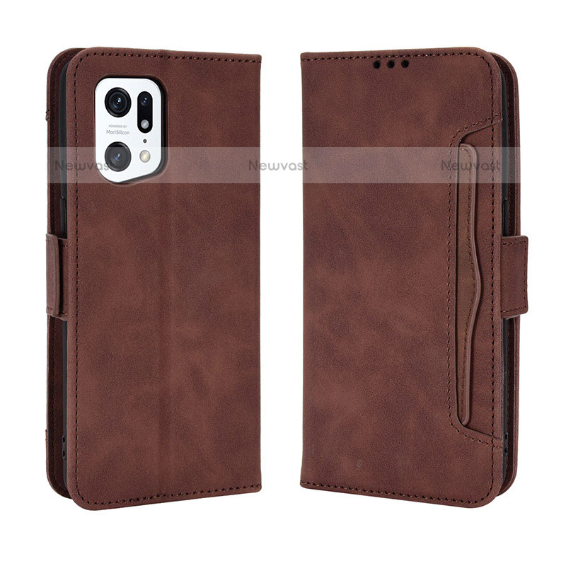 Leather Case Stands Flip Cover Holder BY3 for Oppo Find X5 Pro 5G