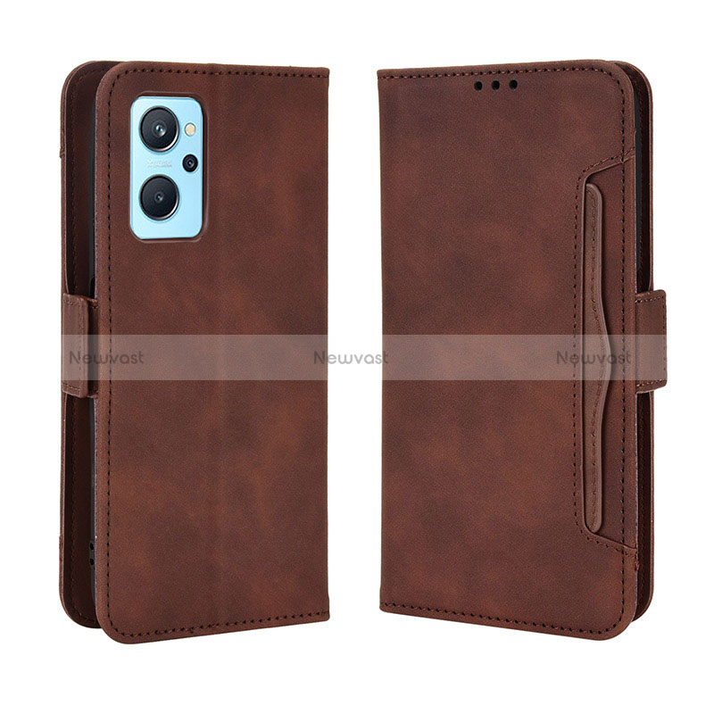 Leather Case Stands Flip Cover Holder BY3 for Oppo K10 4G Brown