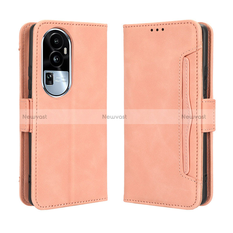 Leather Case Stands Flip Cover Holder BY3 for Oppo Reno10 Pro+ Plus 5G Pink