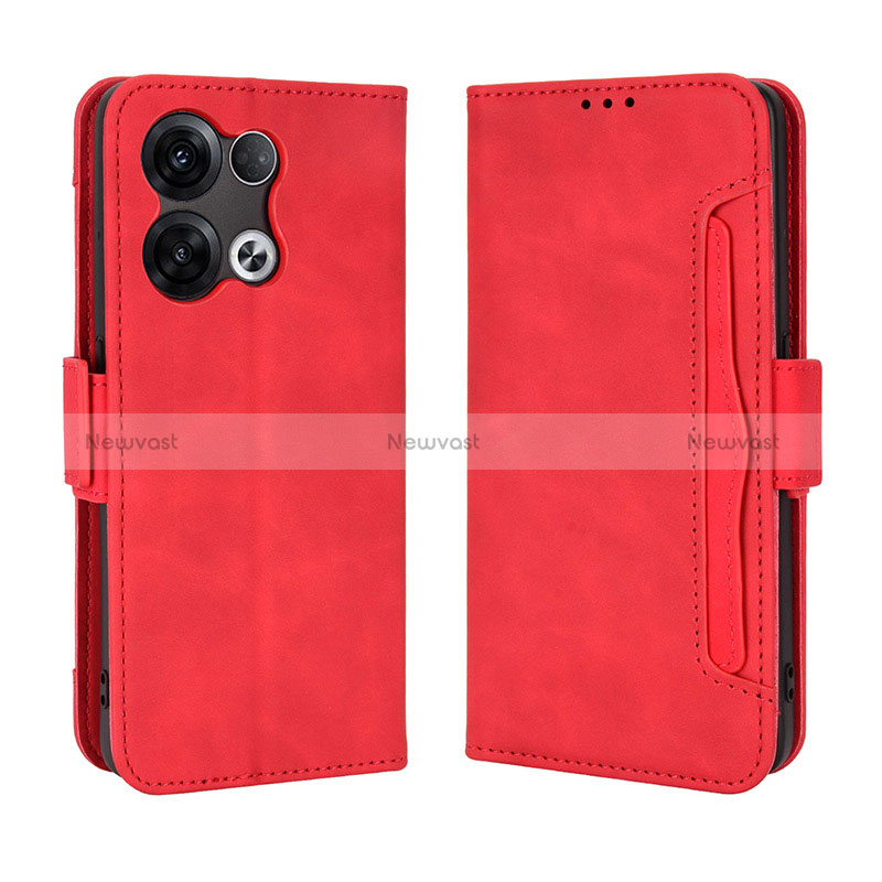 Leather Case Stands Flip Cover Holder BY3 for Oppo Reno8 Pro 5G Red