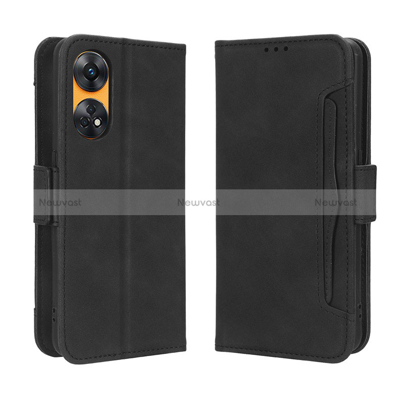 Leather Case Stands Flip Cover Holder BY3 for Oppo Reno8 T 4G Black