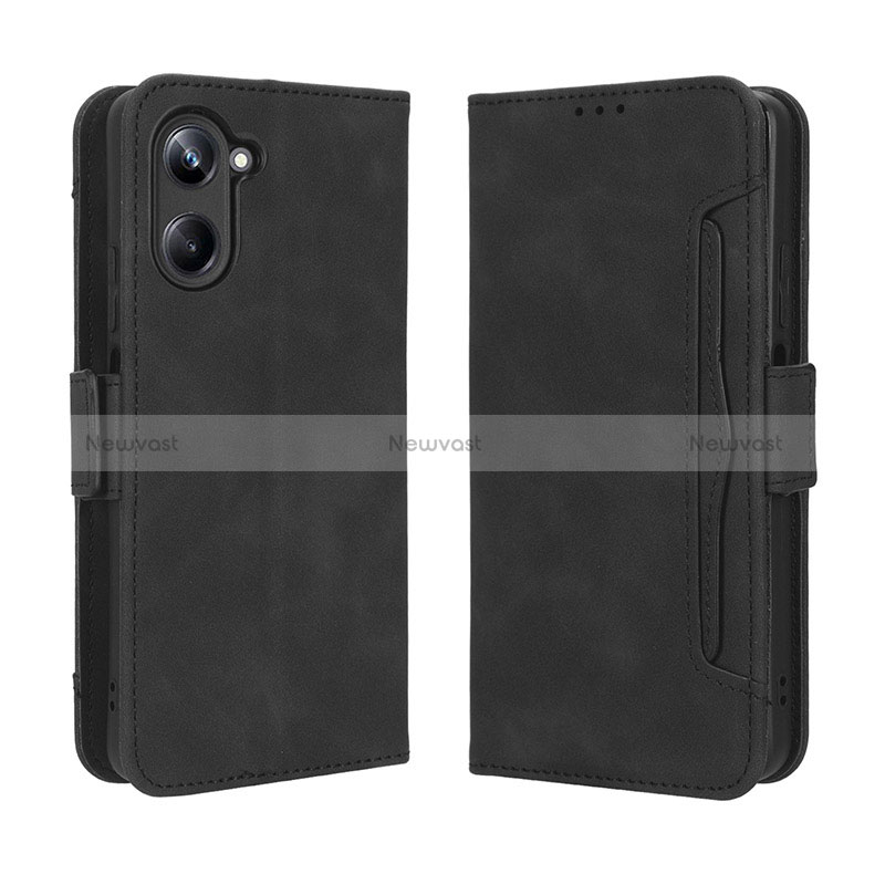 Leather Case Stands Flip Cover Holder BY3 for Realme 10 4G Black