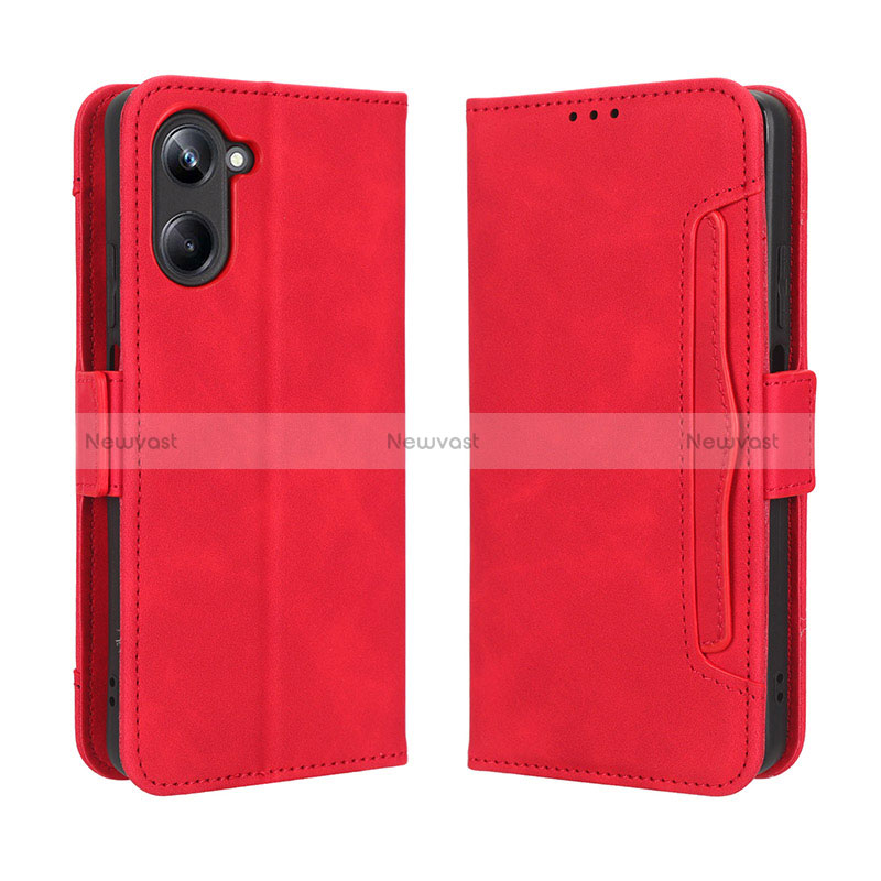 Leather Case Stands Flip Cover Holder BY3 for Realme 10 4G Red