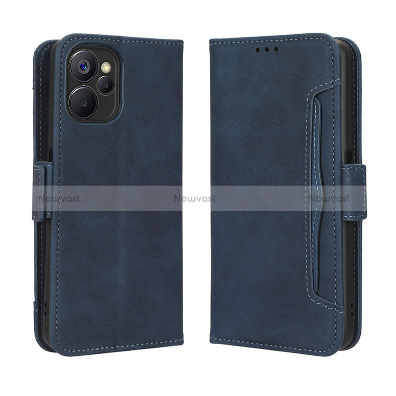 Leather Case Stands Flip Cover Holder BY3 for Realme 10T 5G Blue