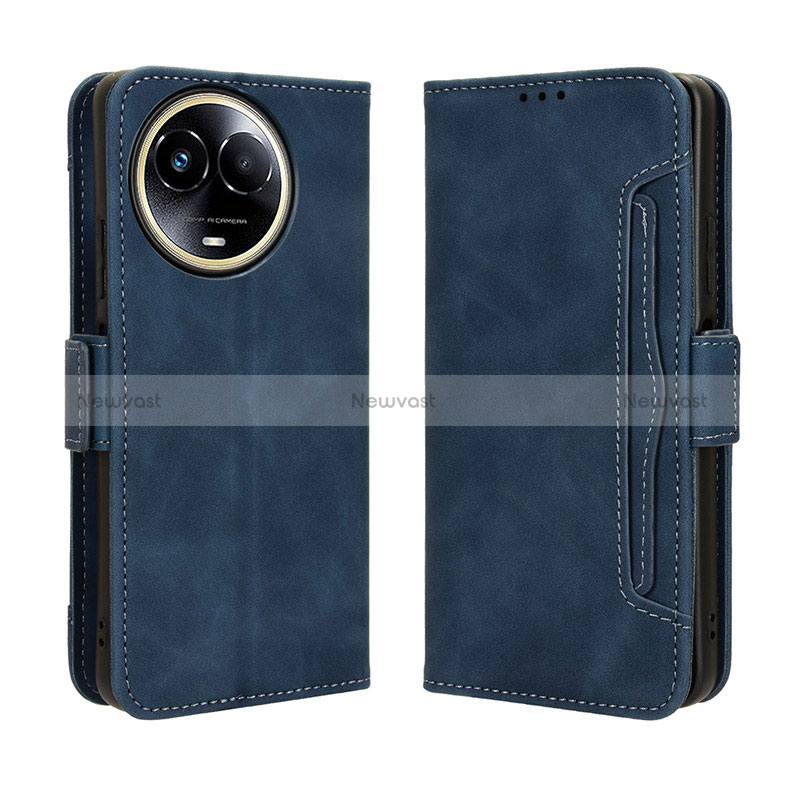 Leather Case Stands Flip Cover Holder BY3 for Realme 11 5G Blue