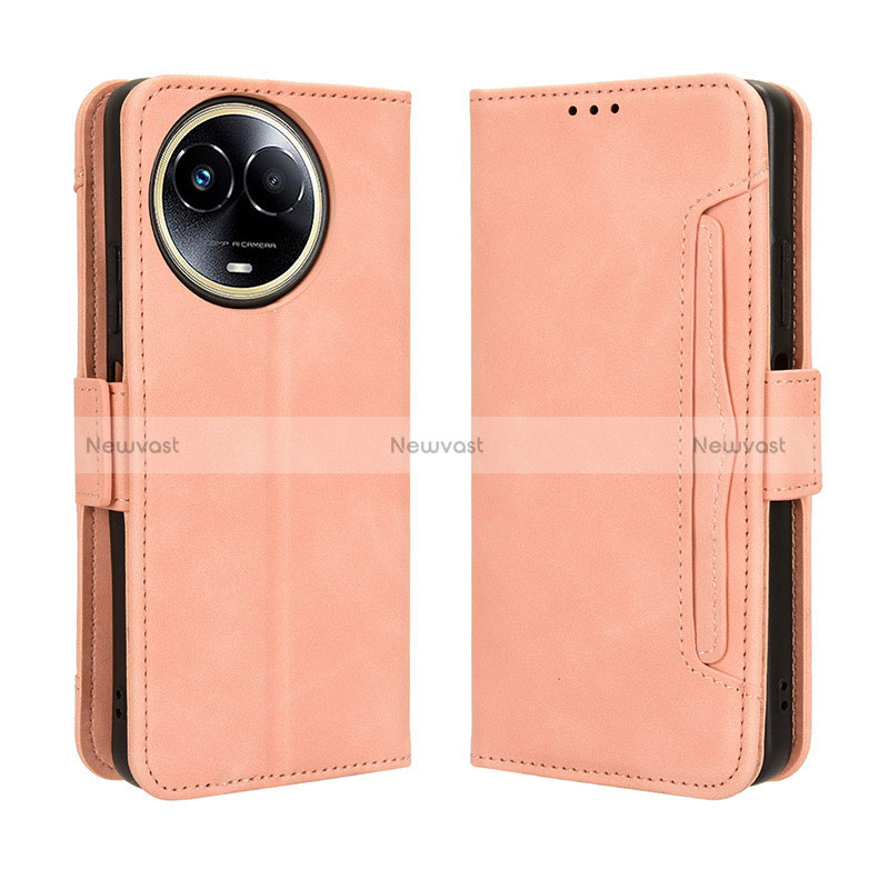 Leather Case Stands Flip Cover Holder BY3 for Realme 11X 5G Pink