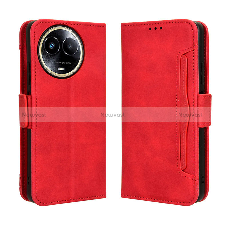 Leather Case Stands Flip Cover Holder BY3 for Realme 11X 5G Red