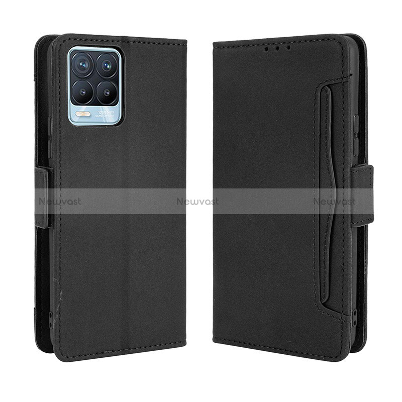 Leather Case Stands Flip Cover Holder BY3 for Realme 8 4G Black