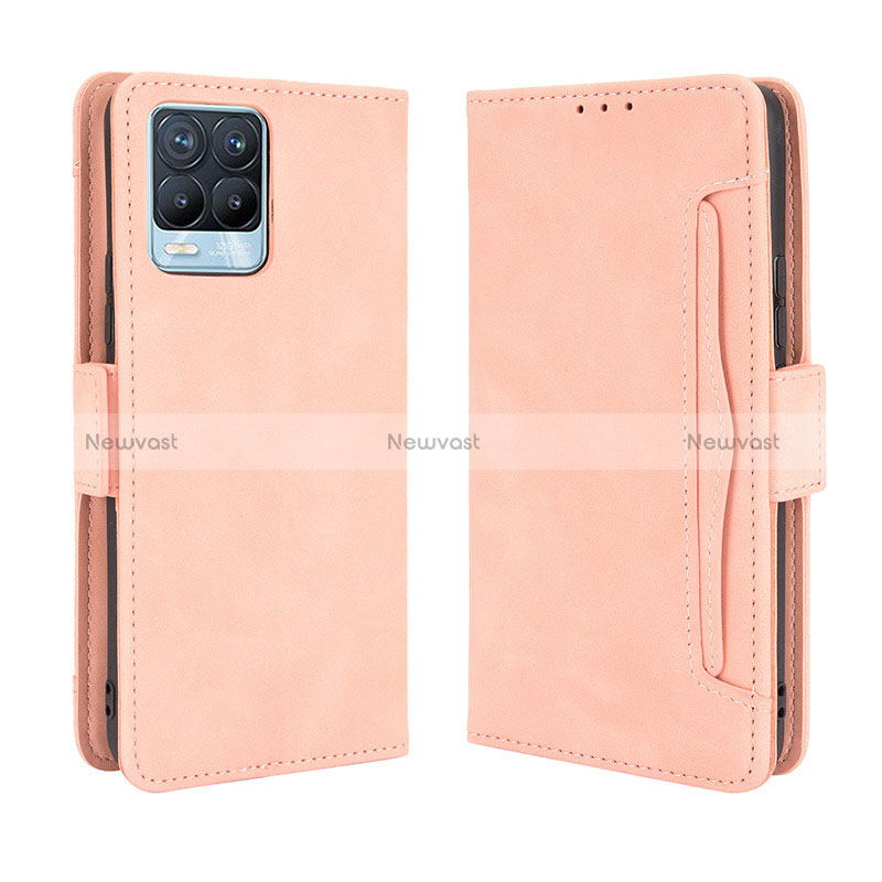 Leather Case Stands Flip Cover Holder BY3 for Realme 8 Pro Pink