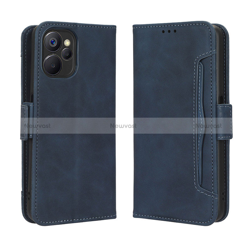 Leather Case Stands Flip Cover Holder BY3 for Realme 9i 5G Blue