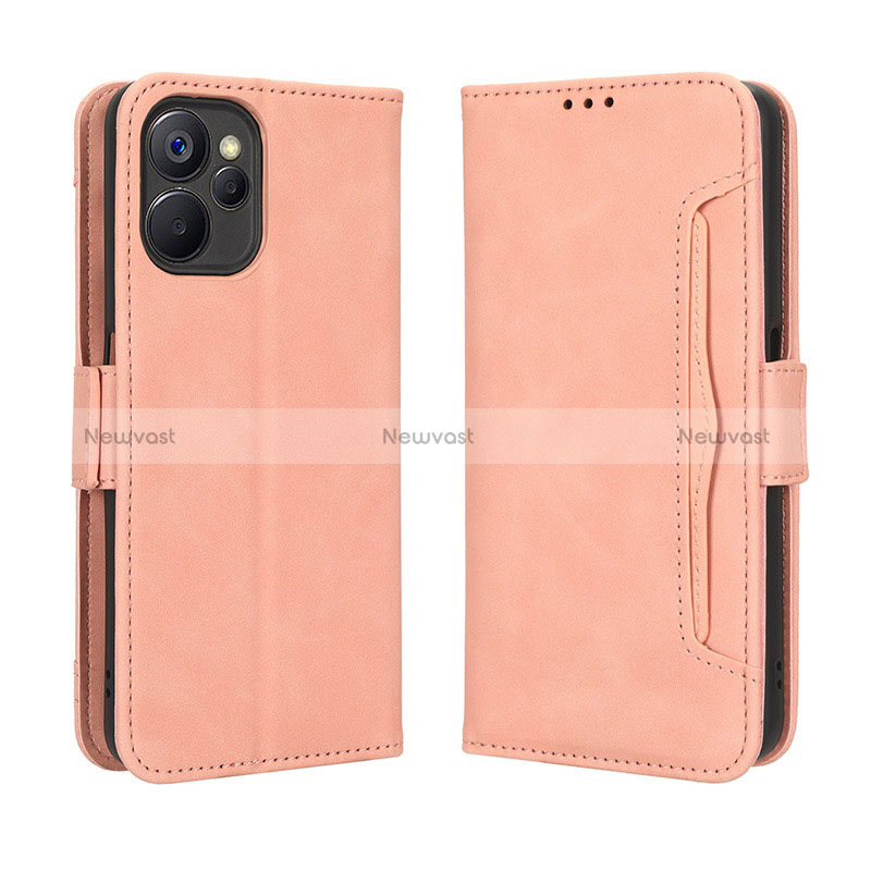 Leather Case Stands Flip Cover Holder BY3 for Realme 9i 5G Pink