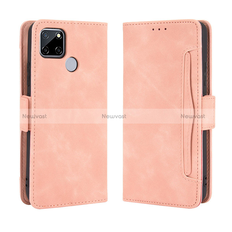 Leather Case Stands Flip Cover Holder BY3 for Realme C12 Pink