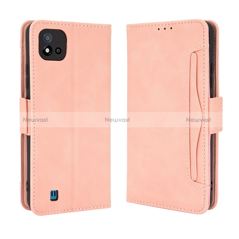 Leather Case Stands Flip Cover Holder BY3 for Realme C20A Pink