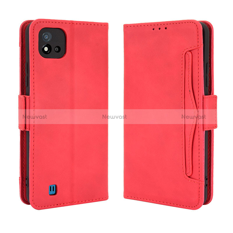 Leather Case Stands Flip Cover Holder BY3 for Realme C20A Red