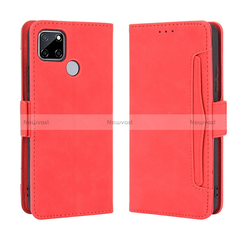 Leather Case Stands Flip Cover Holder BY3 for Realme C25 Red