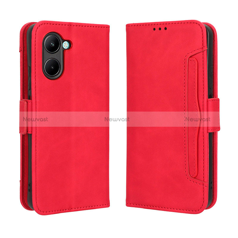 Leather Case Stands Flip Cover Holder BY3 for Realme C33 (2023) Red