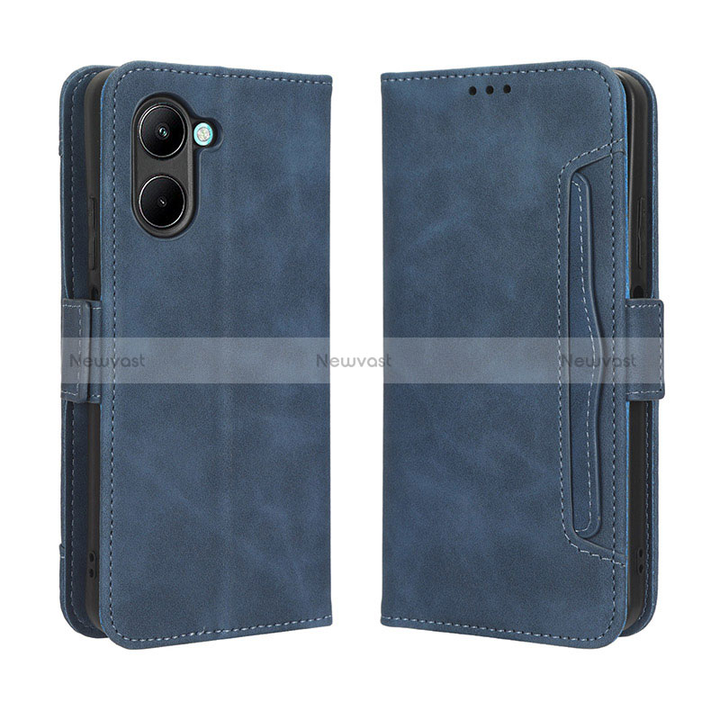 Leather Case Stands Flip Cover Holder BY3 for Realme C33 Blue