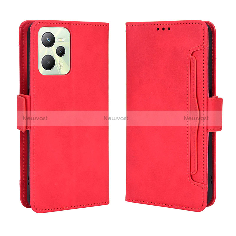 Leather Case Stands Flip Cover Holder BY3 for Realme C35 Red