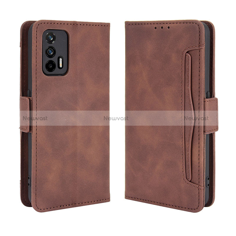 Leather Case Stands Flip Cover Holder BY3 for Realme GT Neo 2T 5G Brown