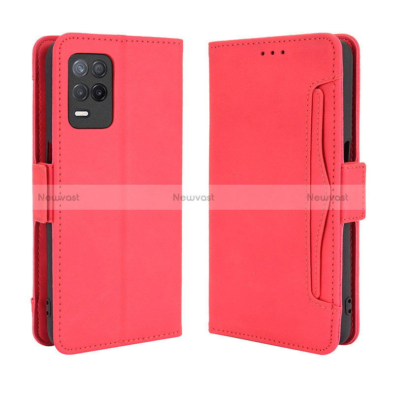 Leather Case Stands Flip Cover Holder BY3 for Realme Narzo 30 5G Red