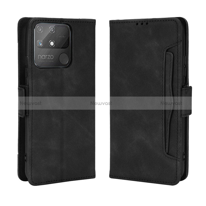 Leather Case Stands Flip Cover Holder BY3 for Realme Narzo 50A Black