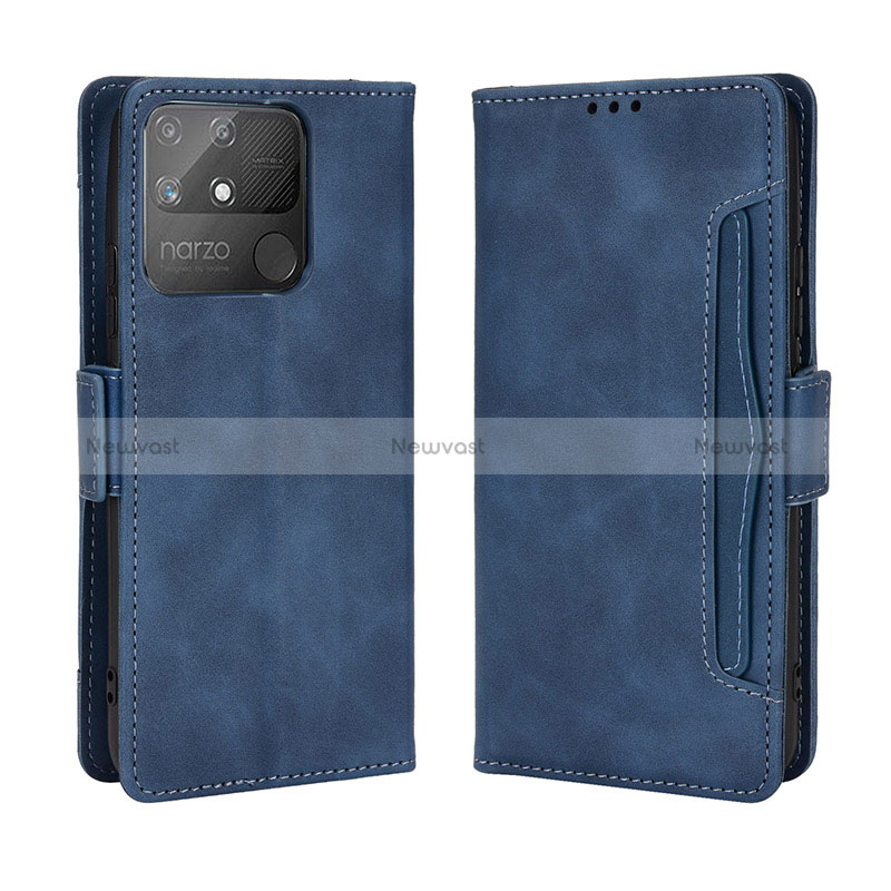 Leather Case Stands Flip Cover Holder BY3 for Realme Narzo 50A Blue