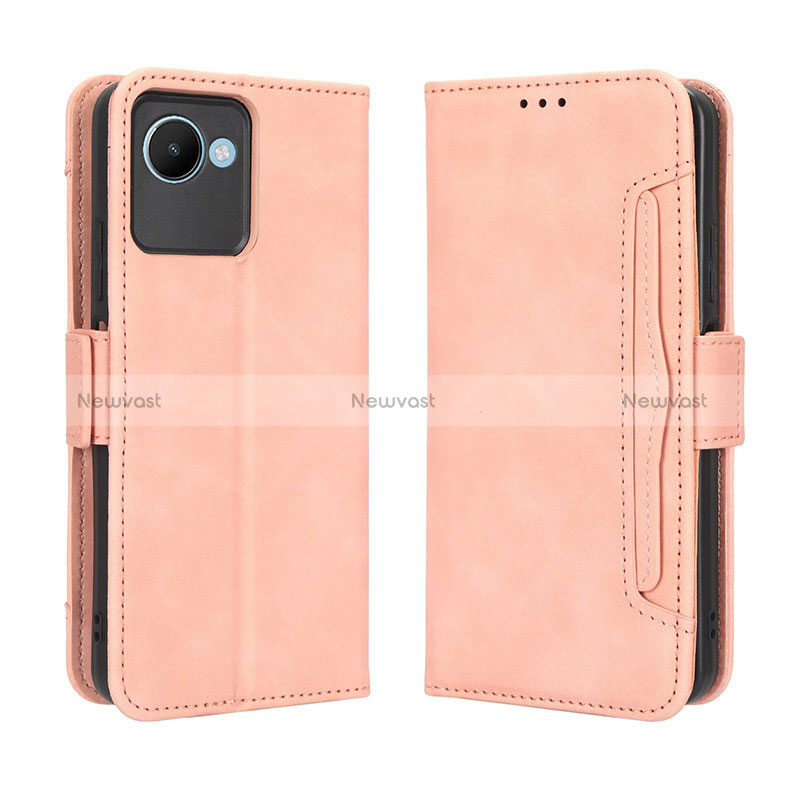 Leather Case Stands Flip Cover Holder BY3 for Realme Narzo 50i Prime Pink