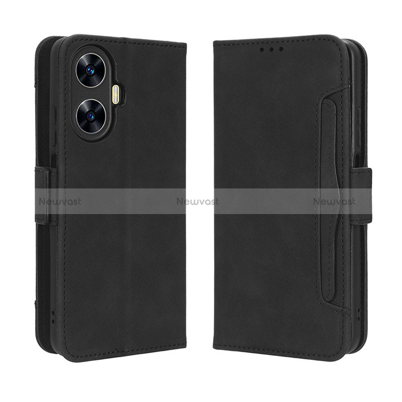 Leather Case Stands Flip Cover Holder BY3 for Realme Narzo N55 Black