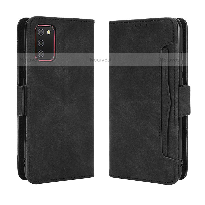 Leather Case Stands Flip Cover Holder BY3 for Samsung Galaxy A02s Black