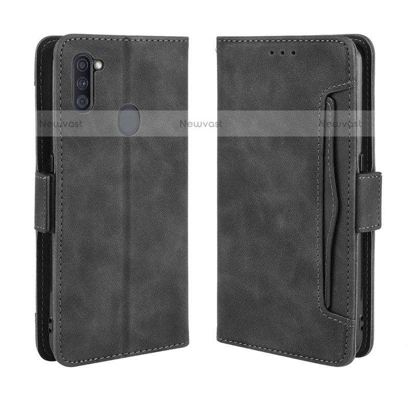 Leather Case Stands Flip Cover Holder BY3 for Samsung Galaxy A11 Black