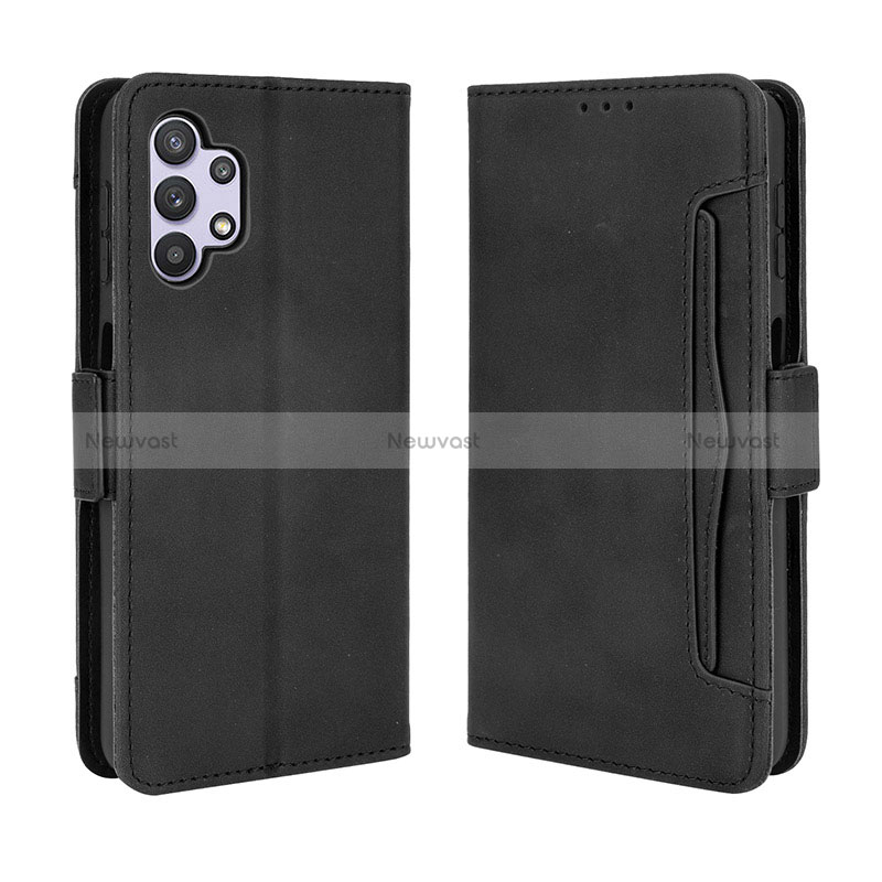 Leather Case Stands Flip Cover Holder BY3 for Samsung Galaxy A13 4G Black