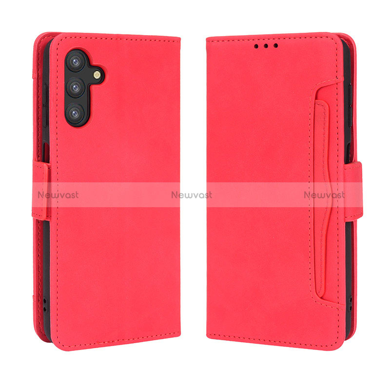 Leather Case Stands Flip Cover Holder BY3 for Samsung Galaxy A13 5G Red