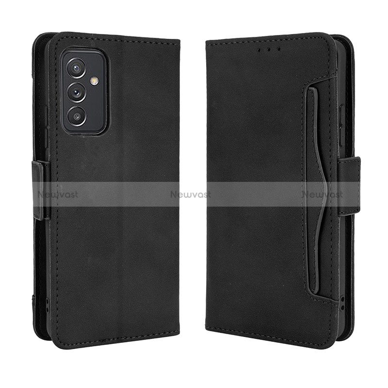 Leather Case Stands Flip Cover Holder BY3 for Samsung Galaxy A15 4G Black