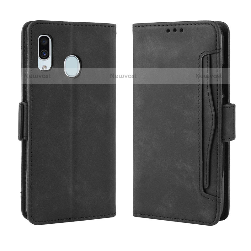 Leather Case Stands Flip Cover Holder BY3 for Samsung Galaxy A20