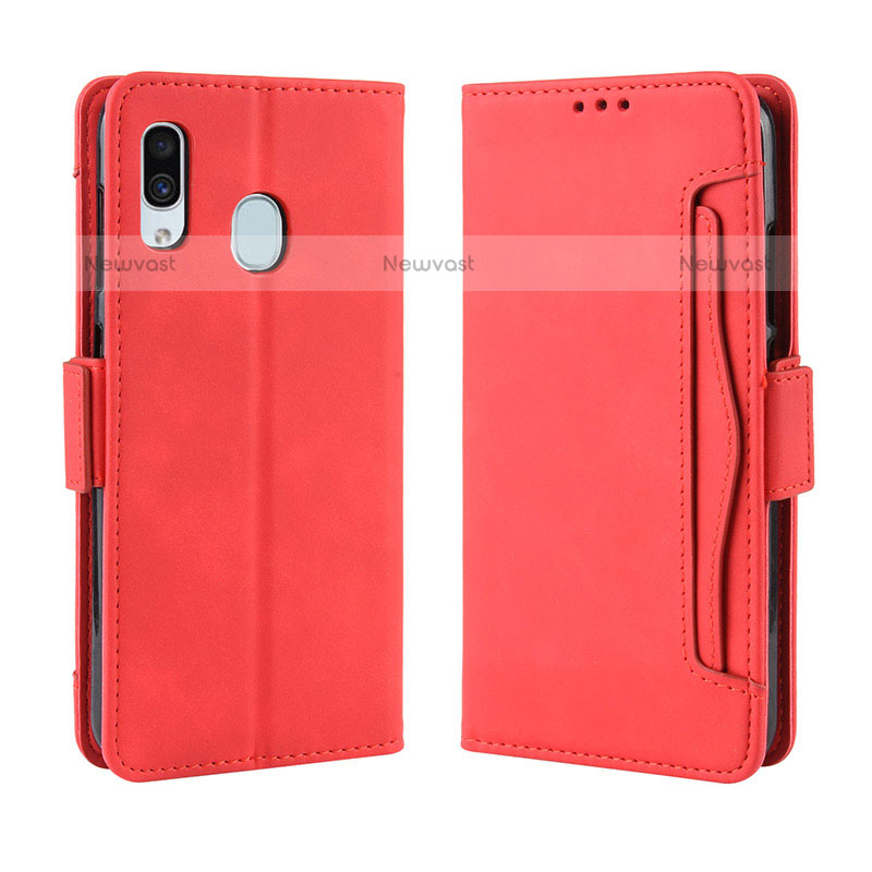 Leather Case Stands Flip Cover Holder BY3 for Samsung Galaxy A20